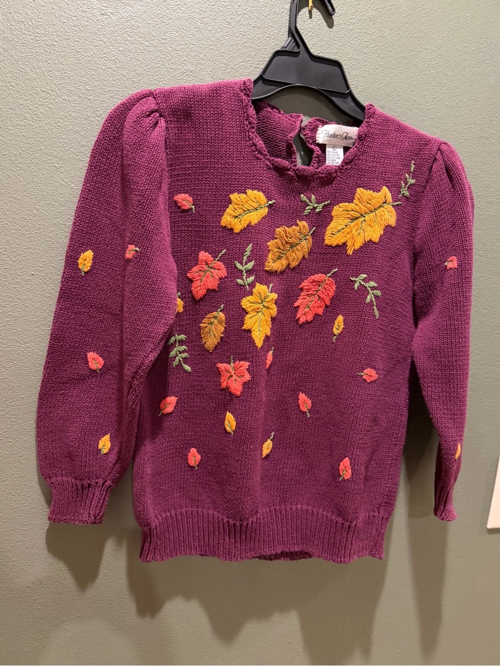 Vintage Hunter’s Glen Embroidered Fall Leaf Sweater Large  Autumn